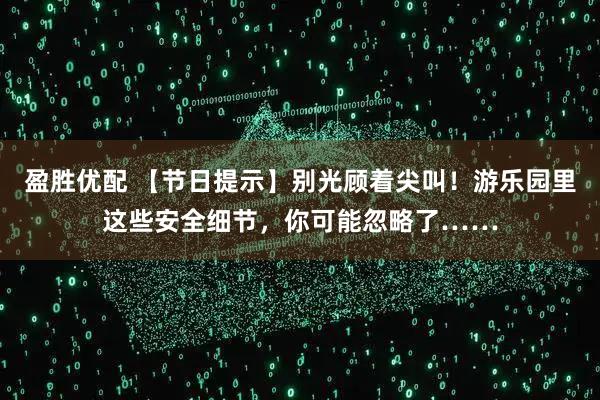 盈胜优配 【节日提示】别光顾着尖叫！游乐园里这些安全细节，你可能忽略了……