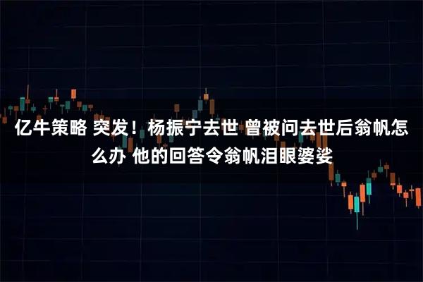 亿牛策略 突发！杨振宁去世 曾被问去世后翁帆怎么办 他的回答令翁帆泪眼婆娑